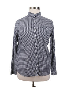 Eddie Bauer Classic Fit Button Up Shirt Women's L Black Checkered